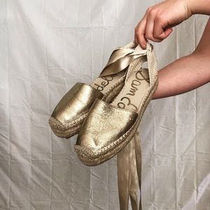 Sam Edelman Gold Ballet Espadrille Raised Flats